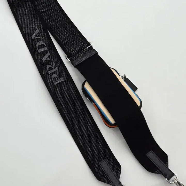 [BUNJANG] Prada Duo Messenger Crossbody Bag / { 새상품 } 프라다 블랙 삼각로고 스트라이프 듀오 메신저 크로스백