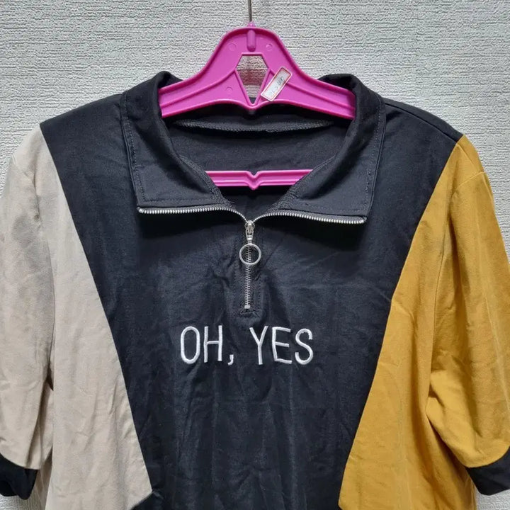 [BUNJANG] La247 Color Block Half-Zip T-shirt / 라247 반집업 반팔 티셔츠