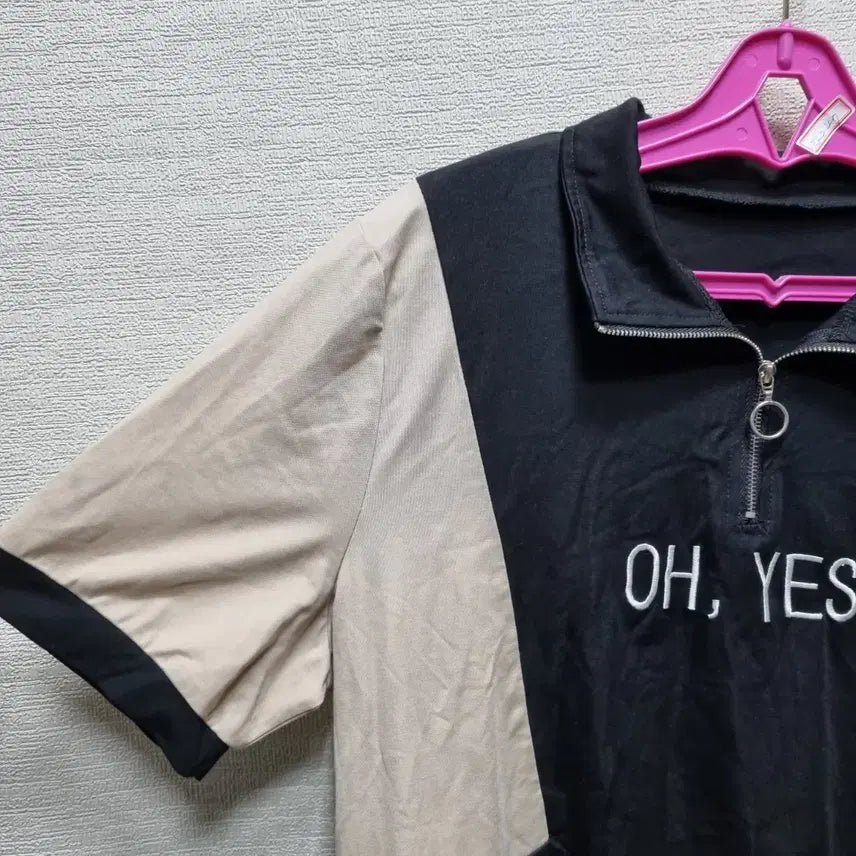 [BUNJANG] La247 Color Block Half-Zip T-shirt / 라247 반집업 반팔 티셔츠