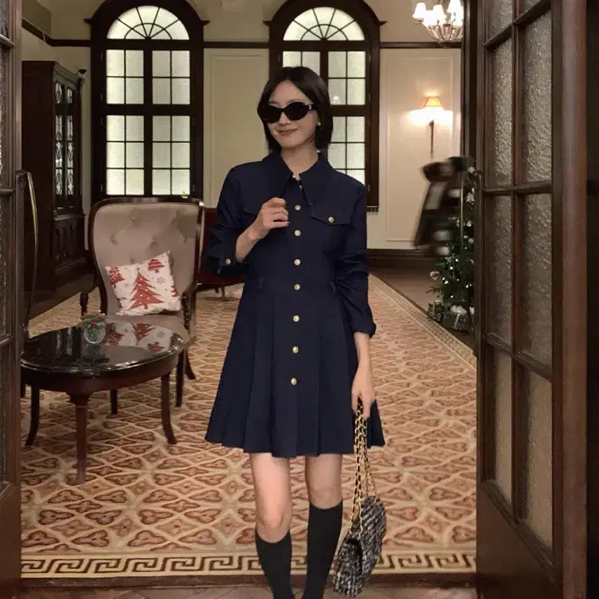 [BUNJANG] Navy Denim Mini Dress / 데님 원피스