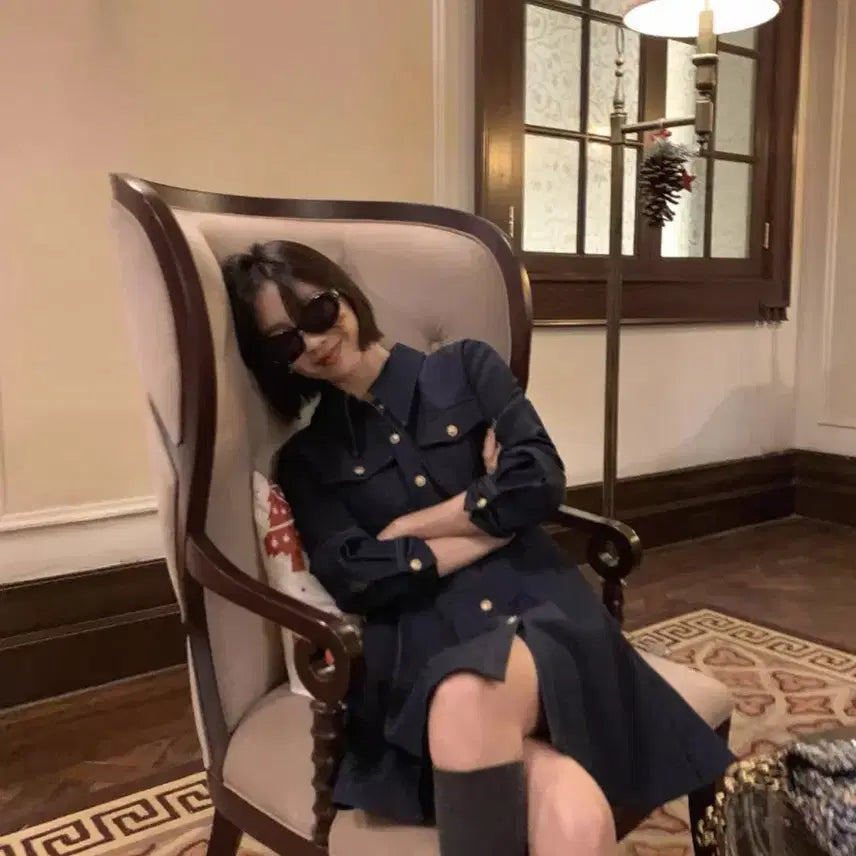 [BUNJANG] Navy Denim Mini Dress / 데님 원피스