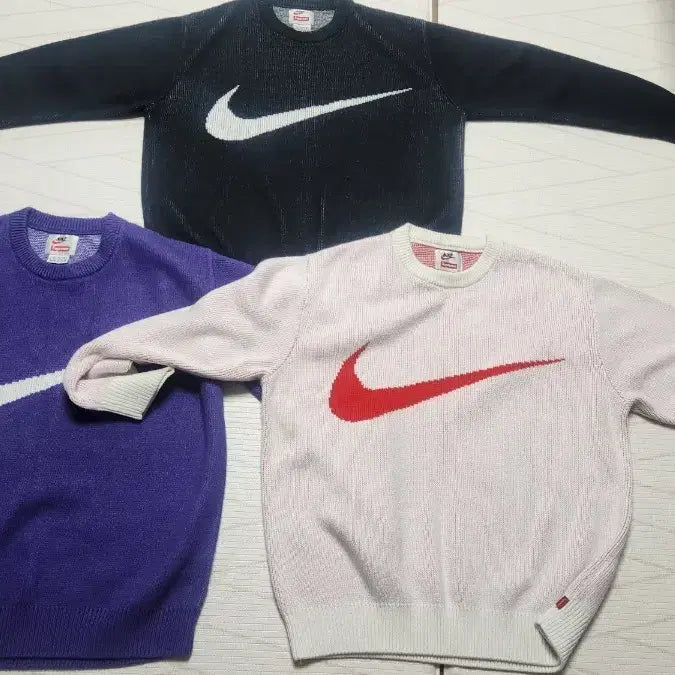 [BUNJANG] Supreme x Nike Swoosh Crewneck Knit Bundle Set / 2개 일괄 슈프림 x 나이키 스우시 크루넥 니트