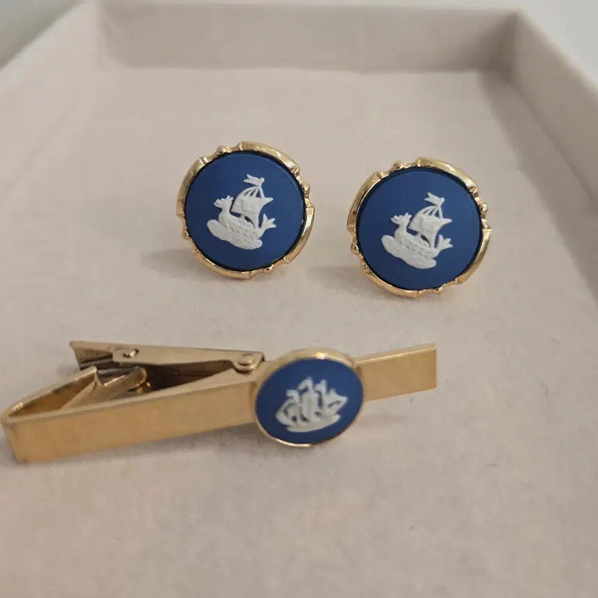 [BUNJANG] Wedgwood Jasper Cufflinks & Tie Pin Set / 웨지우드 제스퍼 커프스 버튼 & 타이 핀 세트