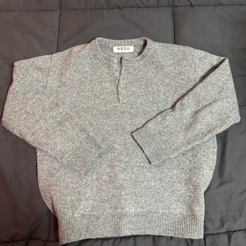 [BUNJANG] NodeU Henley Knit Gray M / 노드유 헨리넥 니트 회색