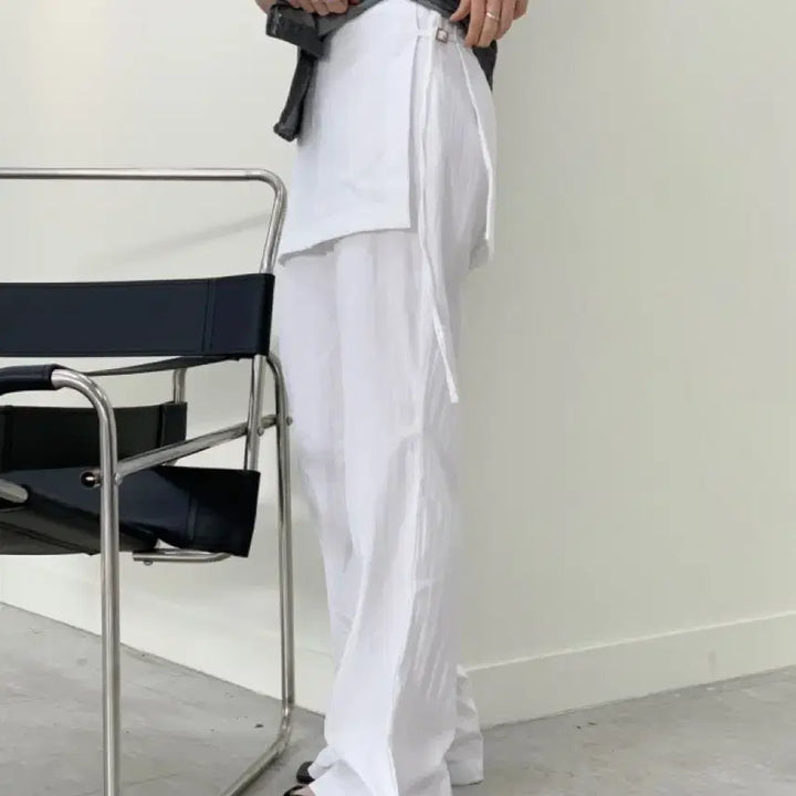 [BUNJANG] Avely Layered Semi Bootcut Skirt Pants White / 에이블리 레이어드 세미부츠컷 스커트팬츠 화이트