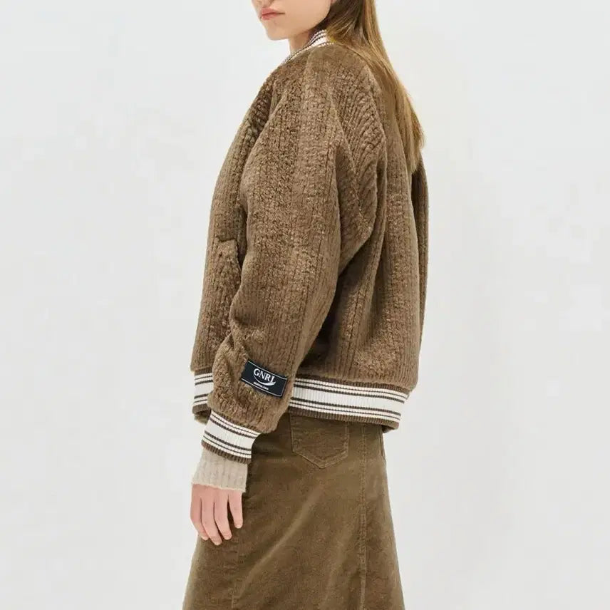 [BUNJANG] General Idea Cozy Brown Varsity Fur Jacket M / 제너럴아이디어 코지 브라운 바시티 퍼 야구 점퍼 자켓 M 새상품