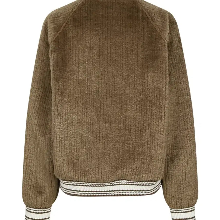 [BUNJANG] General Idea Cozy Brown Varsity Fur Jacket M / 제너럴아이디어 코지 브라운 바시티 퍼 야구 점퍼 자켓 M 새상품