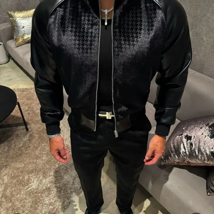 [SOLD OUT] 라피나토 에뚜알 레더 벨벳 블루종 자켓 블랙 52