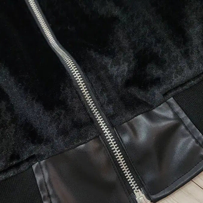 [SOLD OUT] 라피나토 에뚜알 레더 벨벳 블루종 자켓 블랙 52