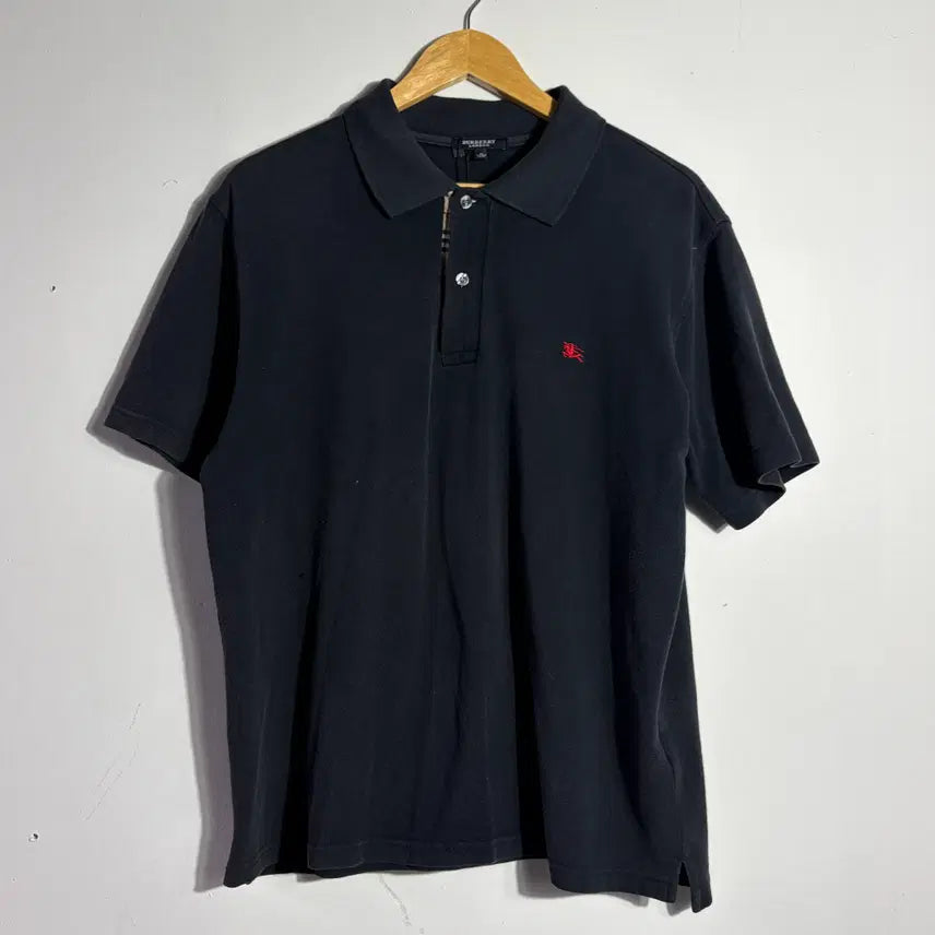 [BUNJANG] Burberry Black Logo Short Sleeve Polo Shirt / 버버리 블랙 로고 반팔 카라티 (무료배송)