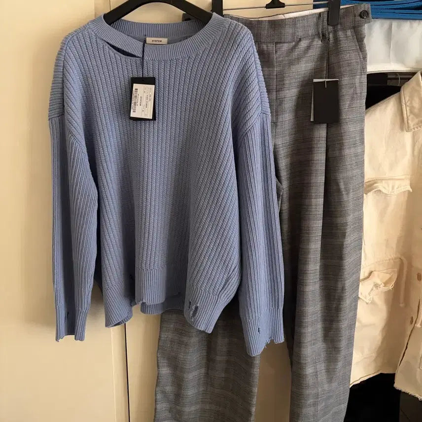 [BUNJANG] System Cotton Raglan Oversized Knit Sweater / 새상품/시스템 코튼 나그랑 오버핏 니트F