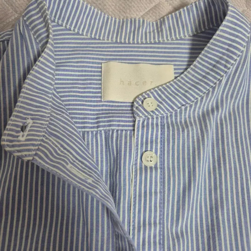 [BUNJANG] Hacer Blue Stripe Long Shirt Dress / Hacer 블루 스트라이프 롱 셔츠 원피스