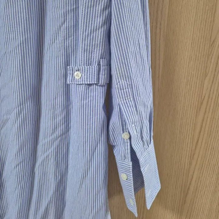 [BUNJANG] Hacer Blue Stripe Long Shirt Dress / Hacer 블루 스트라이프 롱 셔츠 원피스