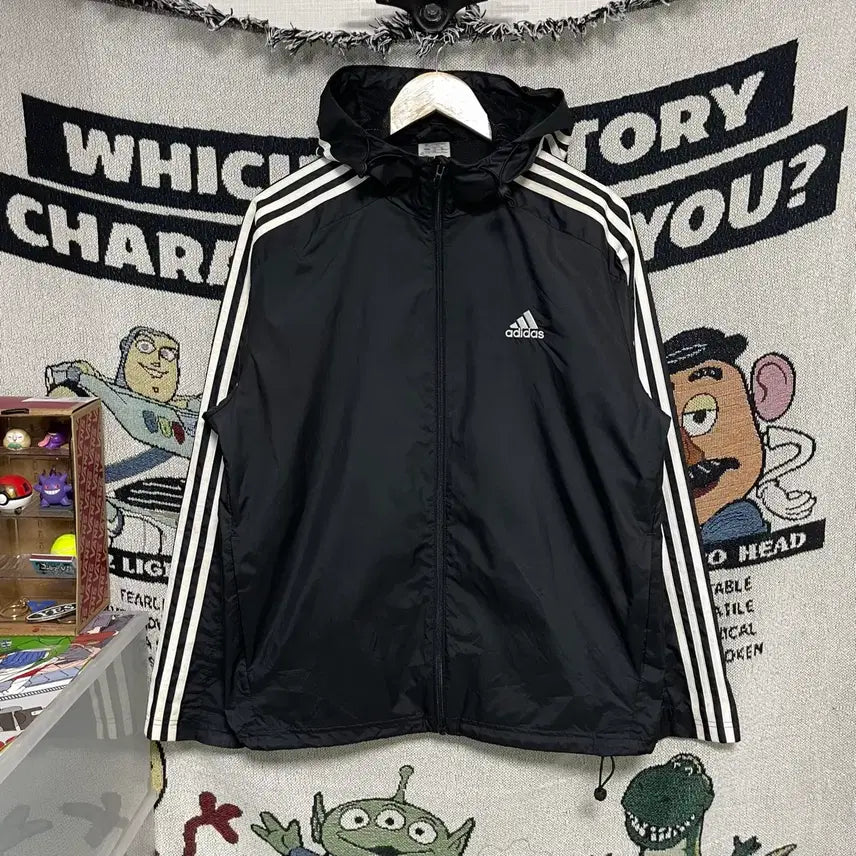 [BUNJANG] Adidas Three Stripe Windbreaker Jacket / 아디다스 삼선 바람막이 L
