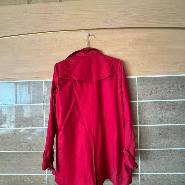 [BUNJANG] Red Check Lined Coat / 빨강색 체크 안감 코트