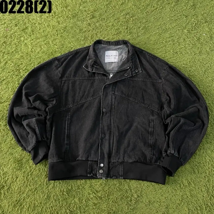 [BUNJANG] NON FLOOR Black Denim Bomber Jacket / NON FLOOR 블랙 데님 봄버 자켓