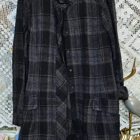[BUNJANG] Zissen Checkered Shirt Jacket / 지쎈 차이나카라 체크 셔츠형 자켓