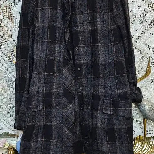 [BUNJANG] Zissen Checkered Shirt Jacket / 지쎈 차이나카라 체크 셔츠형 자켓