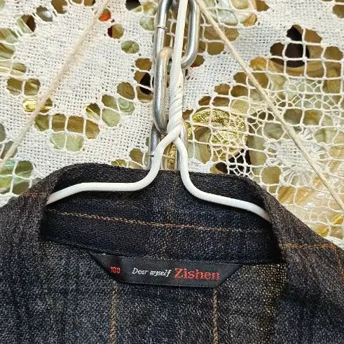 [BUNJANG] Zissen Checkered Shirt Jacket / 지쎈 차이나카라 체크 셔츠형 자켓