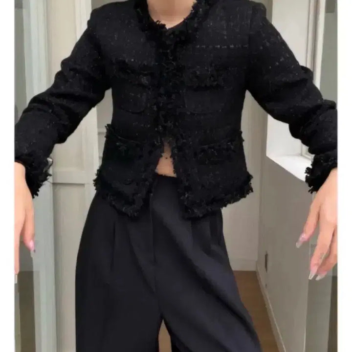 [BUNJANG] Inegi Odor Two-ming Black Tweed Jacket / 이네기 오도어 투밍 bnfrom 블랙 트위드자켓