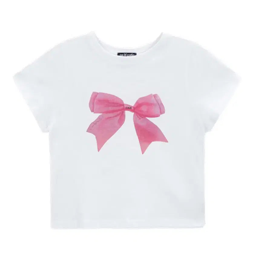 [SOLD OUT] 에즈이프캘리 화이트 리본 반팔 티셔츠
