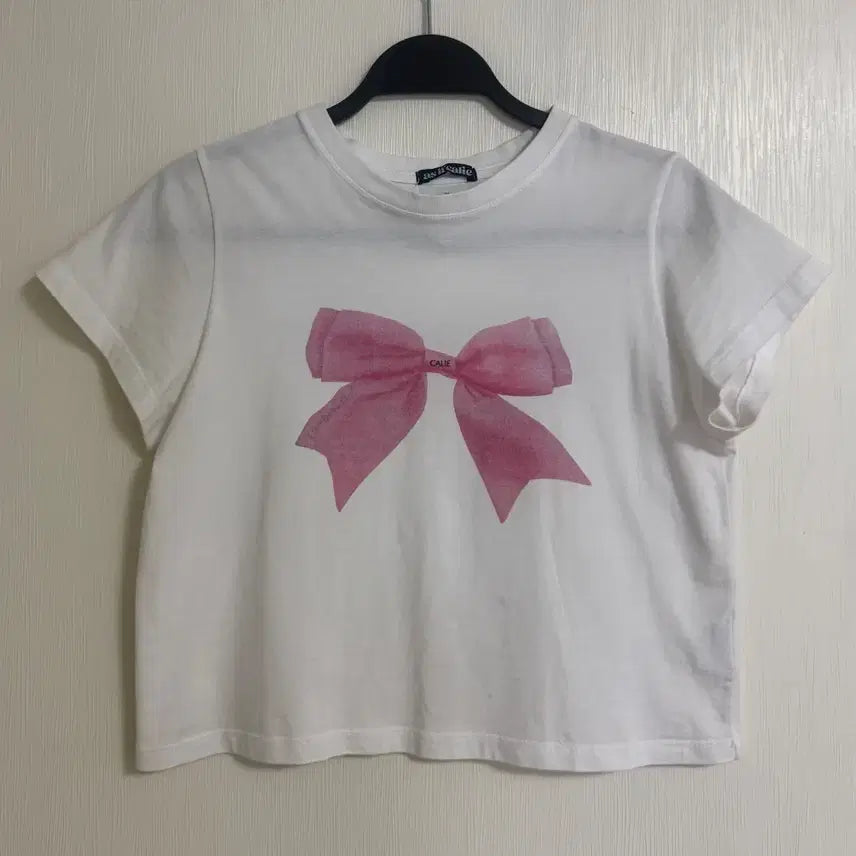 [SOLD OUT] 에즈이프캘리 화이트 리본 반팔 티셔츠
