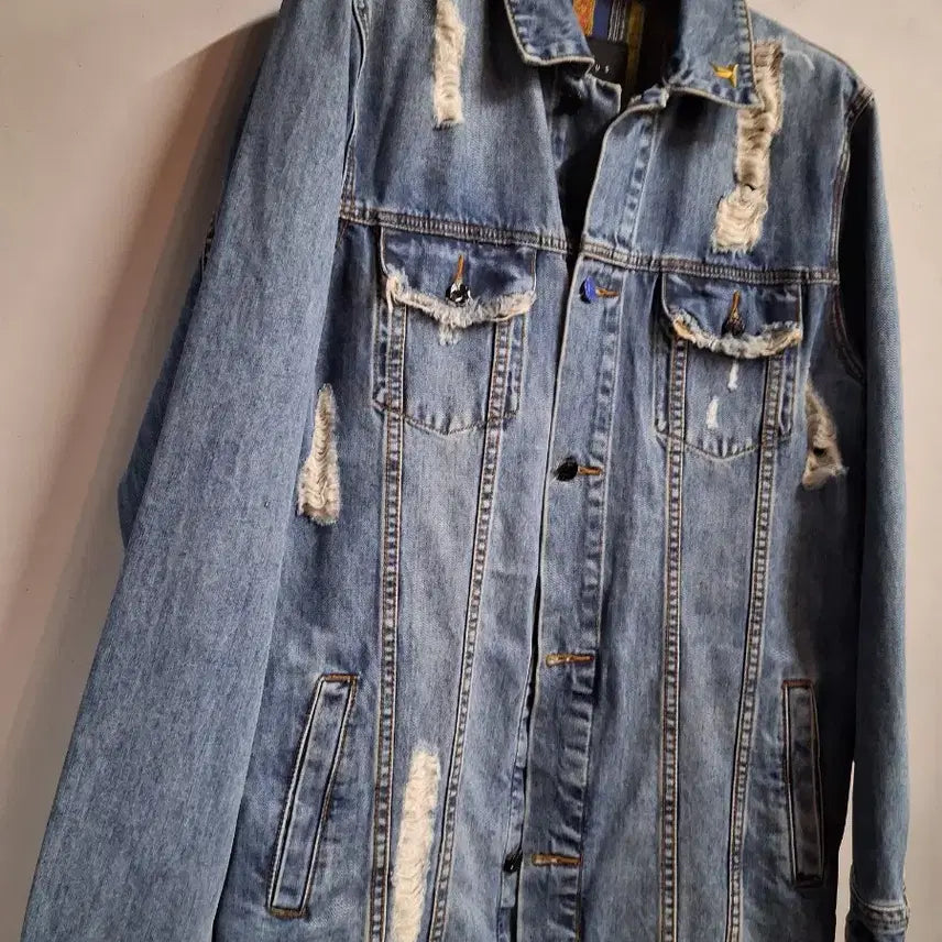 [BUNJANG] KUNUS Distressed Long Denim Jacket (M) / kunus 코너스 티스트로이드 롱데님자켓 M