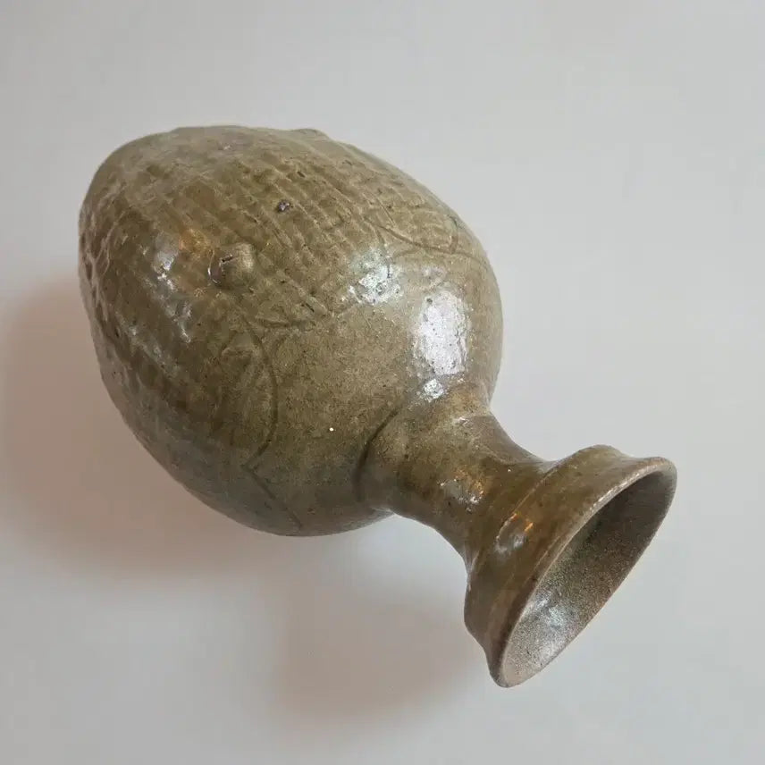 [BUNJANG] Goryeo Dynasty Early Celadon Melon-Shaped Wide-Mouth Vase / 골동품 고려시대 전기 고려청자 참외골 광구병