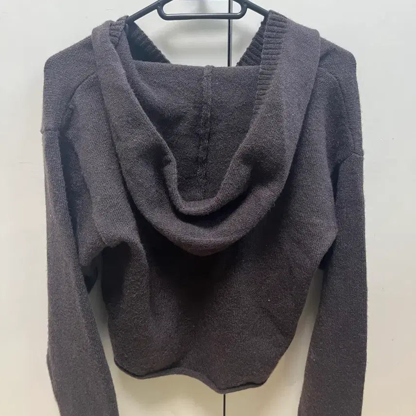 [BUNJANG] Hooded Knit Cardigan Dark Brown / 후드 니트 가디건 다크 브라운