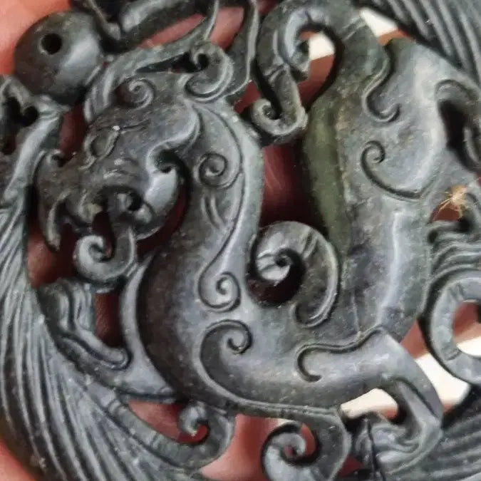 [BUNJANG] Black Dragon Jade Pendant with Unique Form / 흑룡옥패 특이한 기형입니다