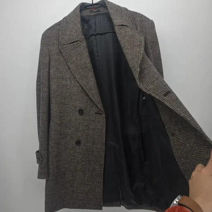 [BUNJANG] BASSO HOMME Houndstooth Double Coat / 바쏘 옴므 하운드투스 더블 코트 100