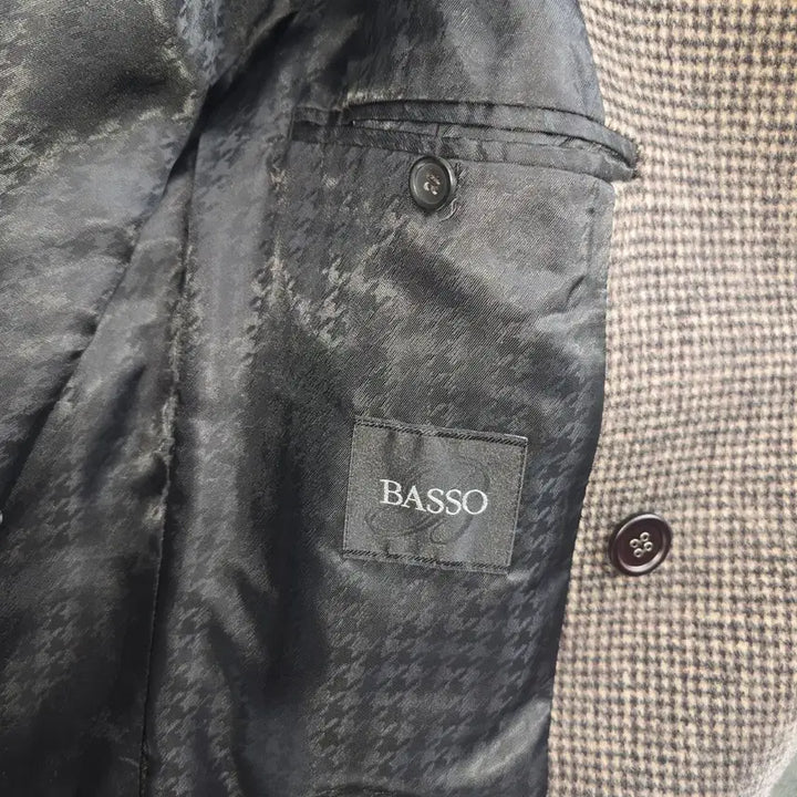 [BUNJANG] BASSO HOMME Houndstooth Double Coat / 바쏘 옴므 하운드투스 더블 코트 100