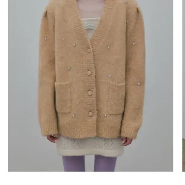 [BUNJANG] Overdue Flare Alpaca Cardigan Beige / 오버듀플레어 쥬얼 알파카 가디건 베이지