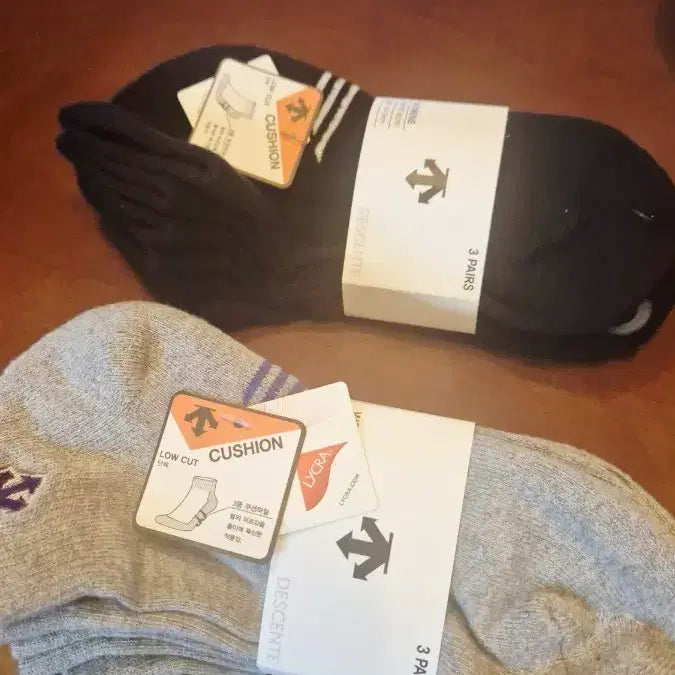 [BUNJANG] Descente Cushion Socks (3-Pack) / 데상트3중 쿠션 양말 3족 세트