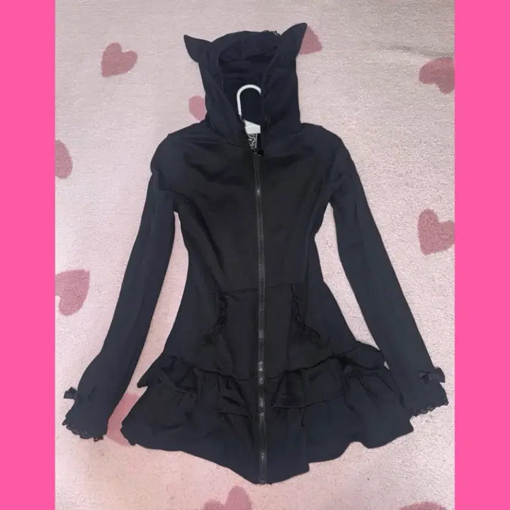 [SOLD OUT] 갸루 네코미미 고양이 후드집업 펑크 리즈리사 엑시즈팜 리본