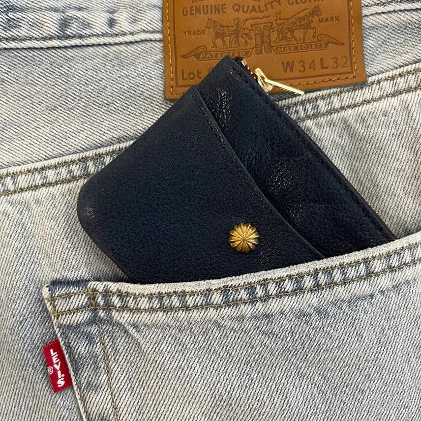 [BUNJANG] Vintage Rivet Leather Card Wallet / [재입고] 빈티지 리벳 소가죽 카드지갑 크롬하츠무드