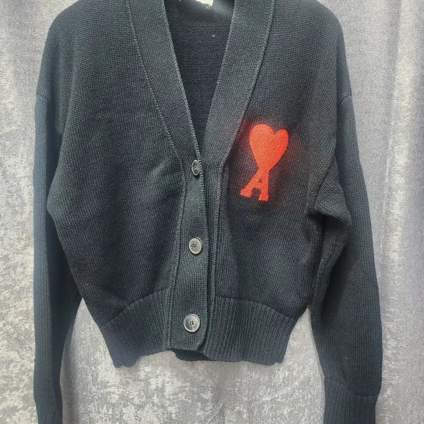 [BUNJANG] Ami Big Heart Logo Black Cardigan XS / 아미 빅하트 로고 블랙 가디건 XS