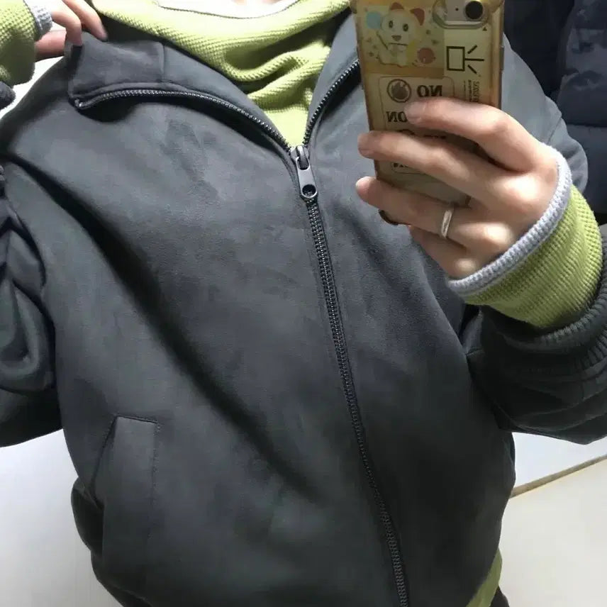 [BUNJANG] ZARA Faux Suede Bomber Jacket / 자라 페이크 스웨이드 점퍼