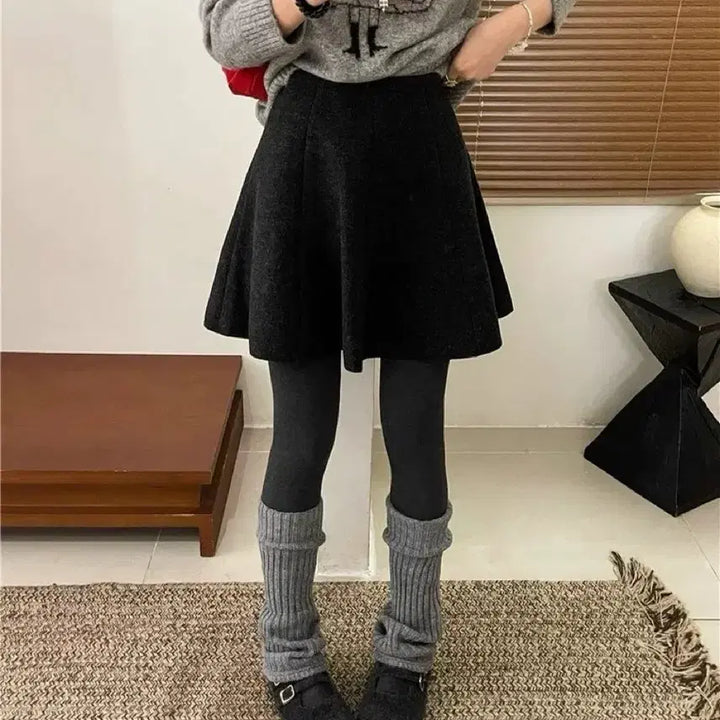 [BUNJANG] Wool Flare Skirt - Black (S Size) / 모직 플레어스커트 블랙(새제품)(반택포)