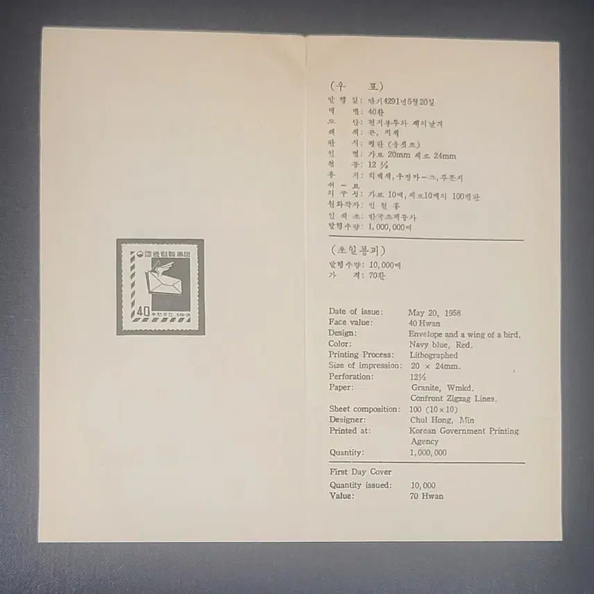 [BUNJANG] Korean Postage Stamp Guide Card / 우편취미주간 기념 우표의 안내카드