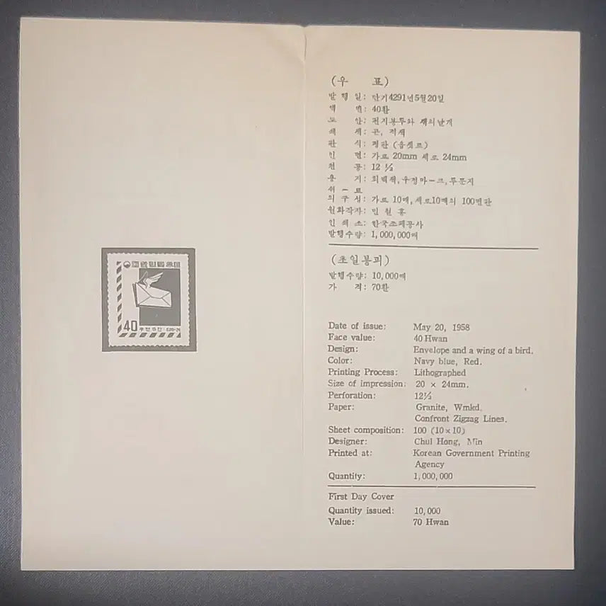 [BUNJANG] Korean Postage Stamp Guide Card / 우편취미주간 기념 우표의 안내카드