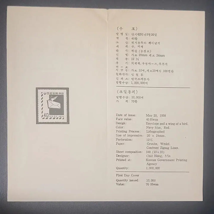 [BUNJANG] Korean Postage Stamp Guide Card / 우편취미주간 기념 우표의 안내카드