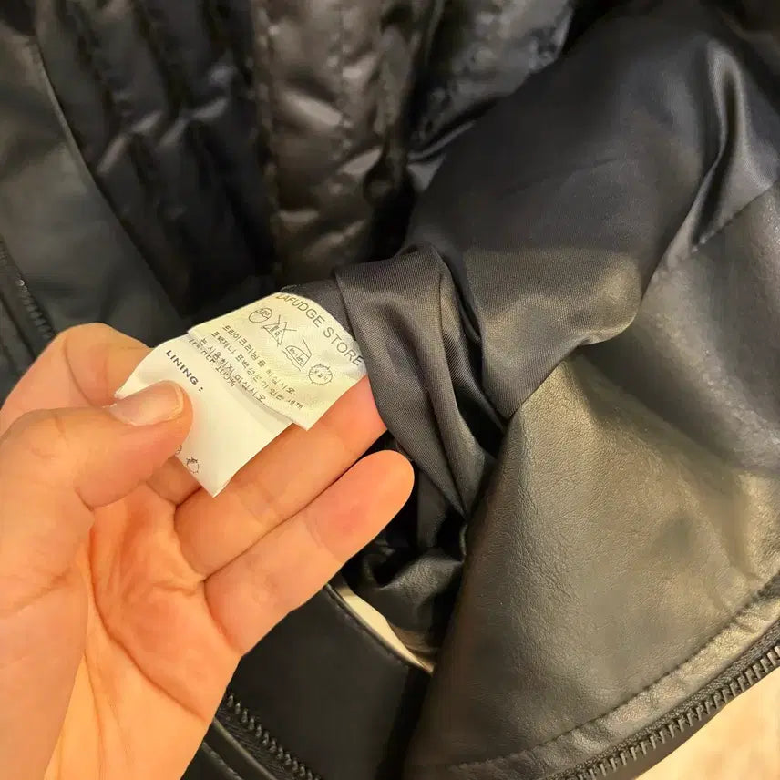 [BUNJANG] LafargeStore Black Vegan Leather Jacket / 라퍼지스토어 블랙 배색 비건레더 자켓