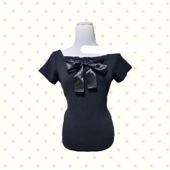 [BUNJANG] Axis Palm Black Ribbon Lace Top / 공겜여주 블랙 리본 레이스 반팔 로걀탑 미소녀 엑시즈팜 리즈리사