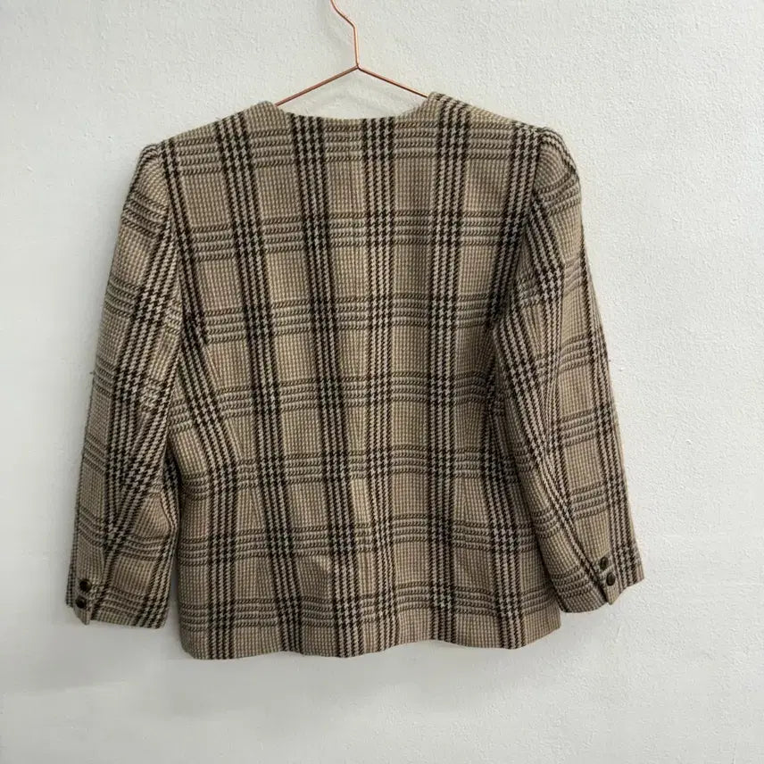 [BUNJANG] Vintage Japanese Wool 100% Check Tweed Brown Blazer (11R) / 빈티지 JPN WOOL100% 체크 트위드 브라운 블레이저 (11R)