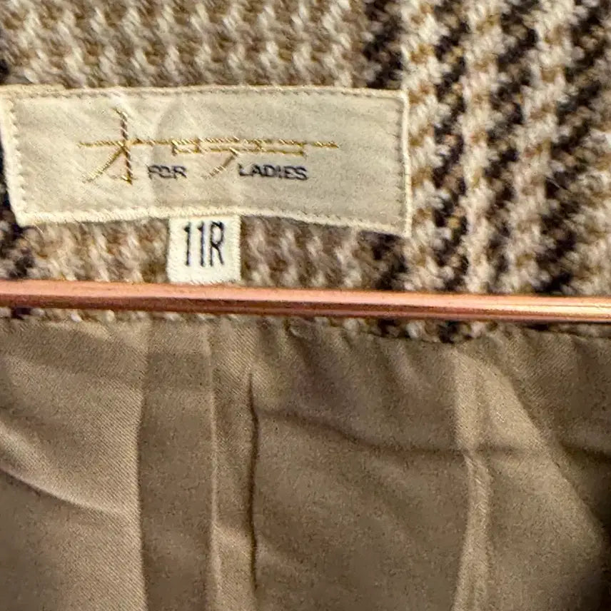 [BUNJANG] Vintage Japanese Wool 100% Check Tweed Brown Blazer (11R) / 빈티지 JPN WOOL100% 체크 트위드 브라운 블레이저 (11R)