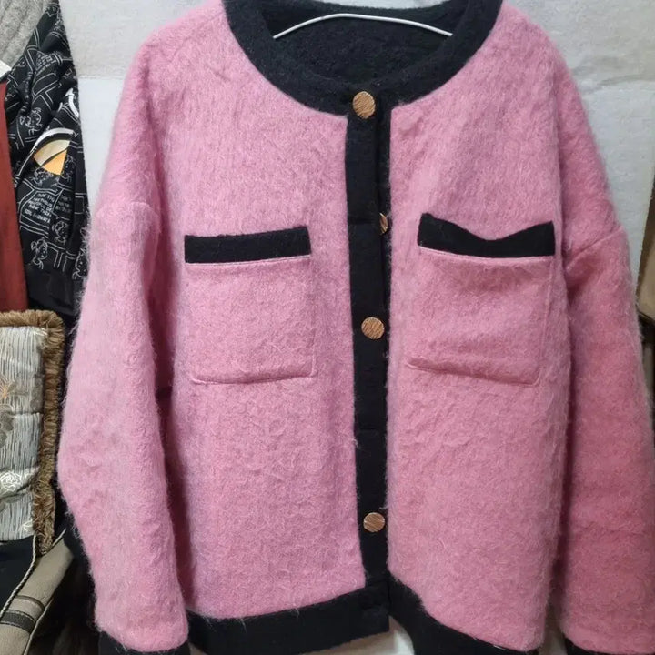 [BUNJANG] Bose Pink Tweed Quilted Jacket / 보세 누비 트위드 쟈켓 분홍