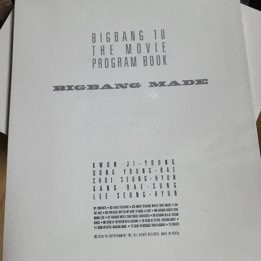 [BUNJANG] Bigbang The Movie Program Book - MADE / 빅뱅 10 더 무비 프로그램북 MADE 미개봉 새책
