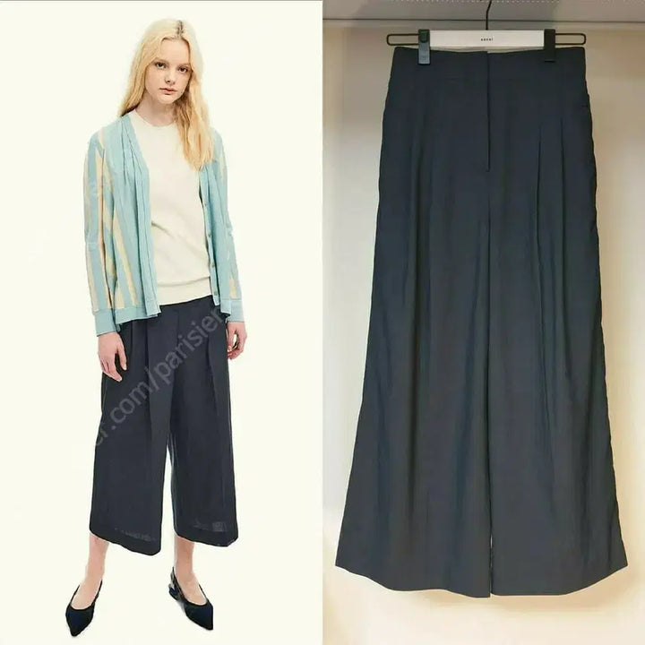 [BUNJANG] LANVIN COLLECTION Linen Blend Two-Tuck Wide Pants / 한섬 LANVIN COLLECTION 랑방컬렉션 린넨혼방 투턱 와이드팬츠