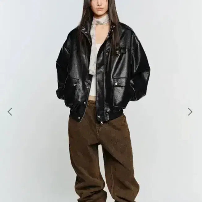 [BUNJANG] Sunburn Project High Neck Leather Jumper Black (S) / 썬번프로젝트 하이넥 레더 점퍼 블랙